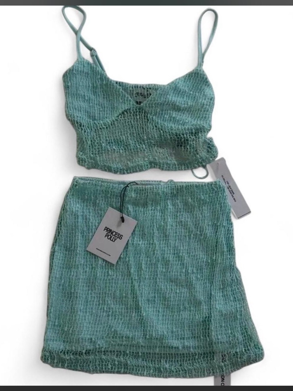 Princess Polly Mint Crochet Mini Skirt
